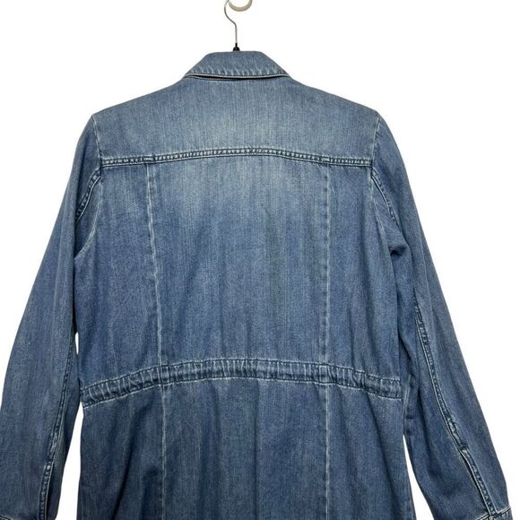 J. Jill | small Denim Raw Hem Medium Wash Anorak Utility Jacket - Picture 4 of 15